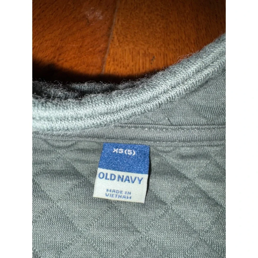 Old Navy Kids XS 5 Quilted Mock Neck Snap Pullover Jacket Dark Green 583297-00-1